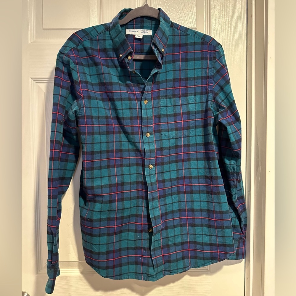 Old Navy • men’s medium plaid cotton blend shirt